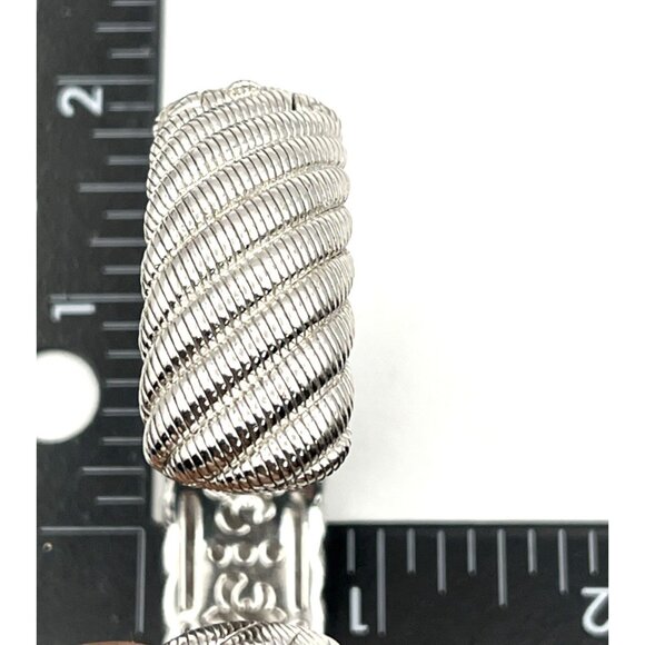 JUDITH RIPKA Sterling Silver CZ  3/4” Wide Cable Hinged Cuff Bracelet 75g - Picture 9 of 11